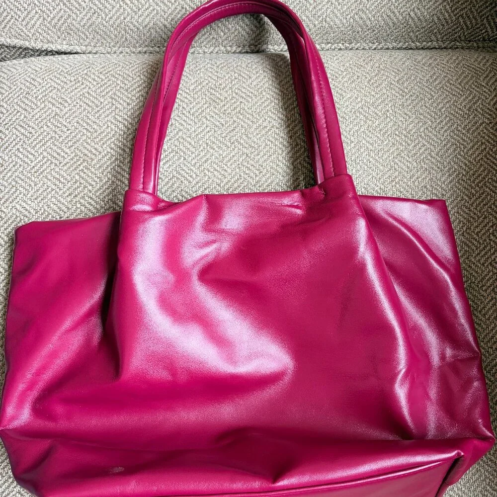 Neiman Marcus Leather - like Plum Tote - Picture 2 of 8